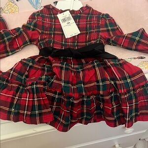 Plaid Red and Green Kids Christmas Dress